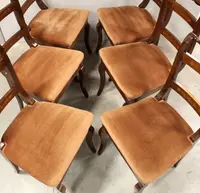 Antique set of 6 Charles X chairs in inlaid walnut 19th century