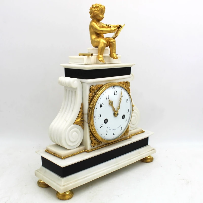 Antique Louis XVI gilt bronze and marble 18th century grandfather clock