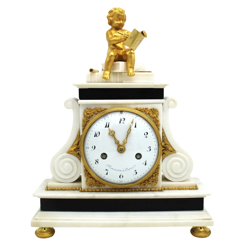 Antique Louis XVI gilt bronze and marble 18th century grandfather clock