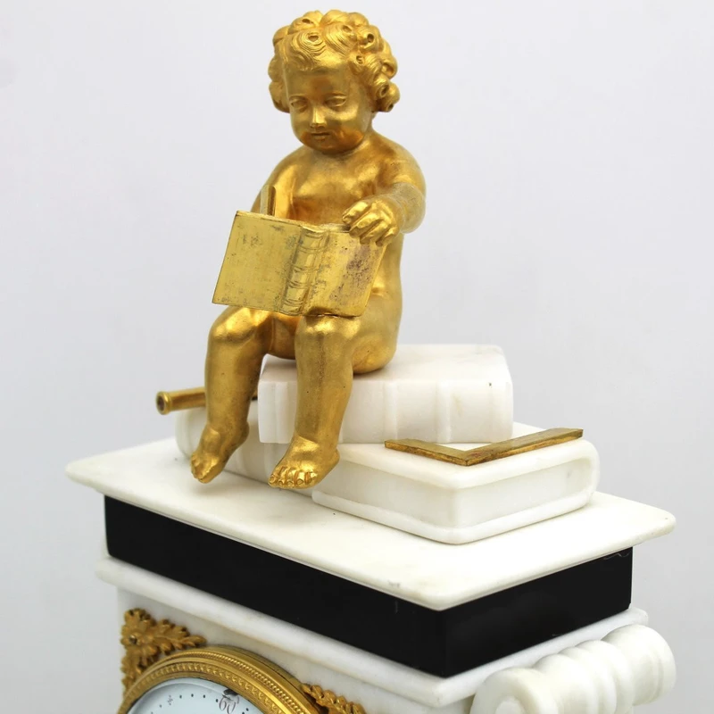 Antique Louis XVI gilt bronze and marble 18th century grandfather clock