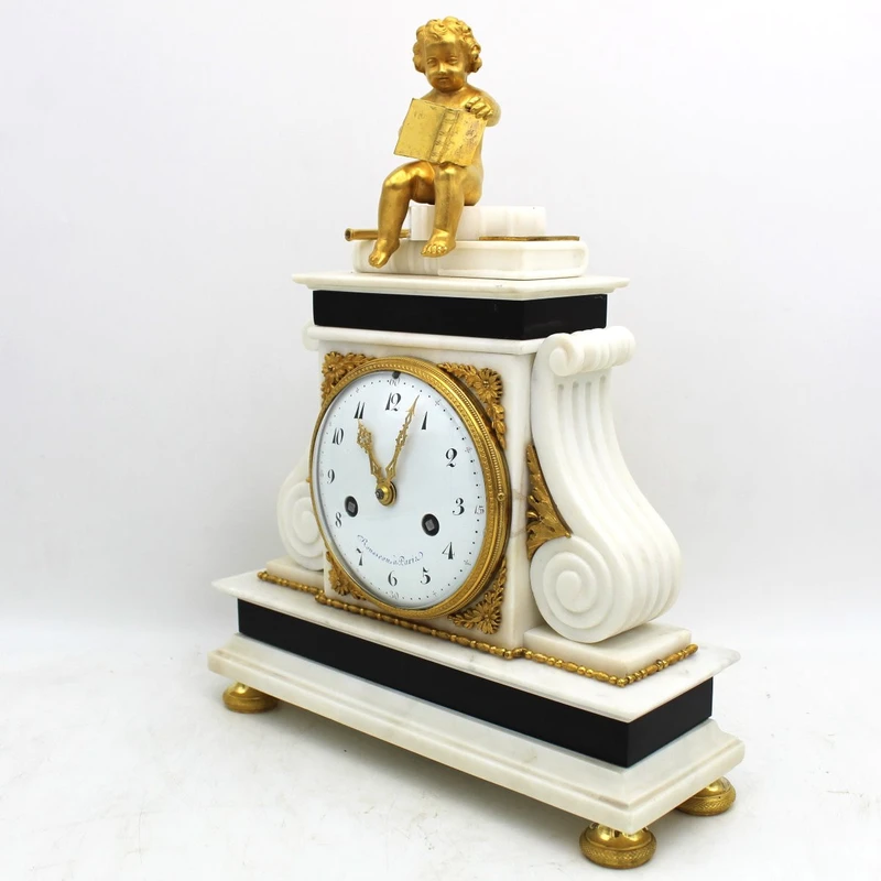 Antique Louis XVI gilt bronze and marble 18th century grandfather clock