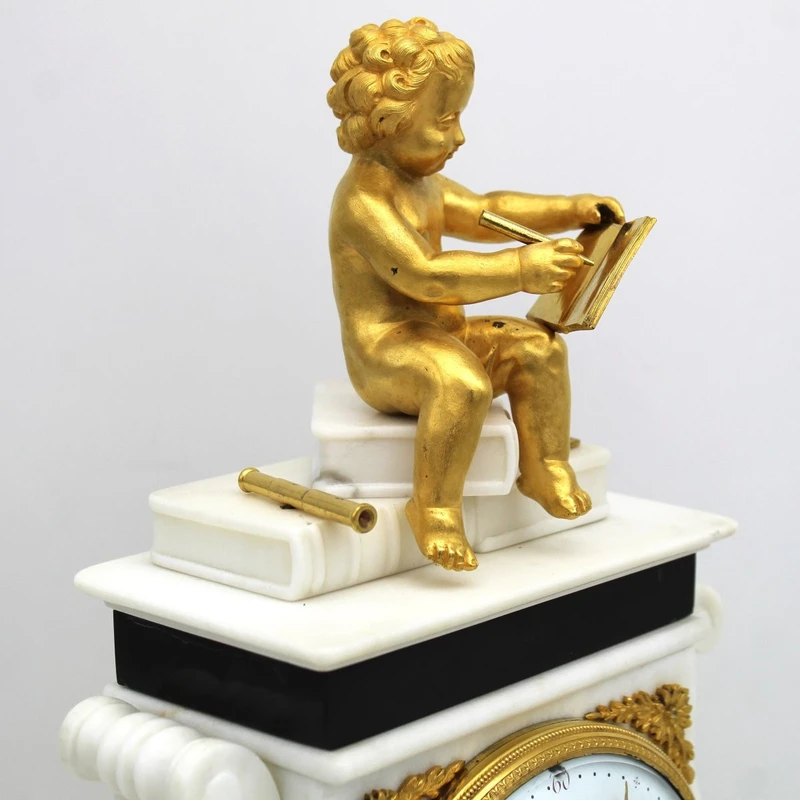 Antique Louis XVI gilt bronze and marble 18th century grandfather clock