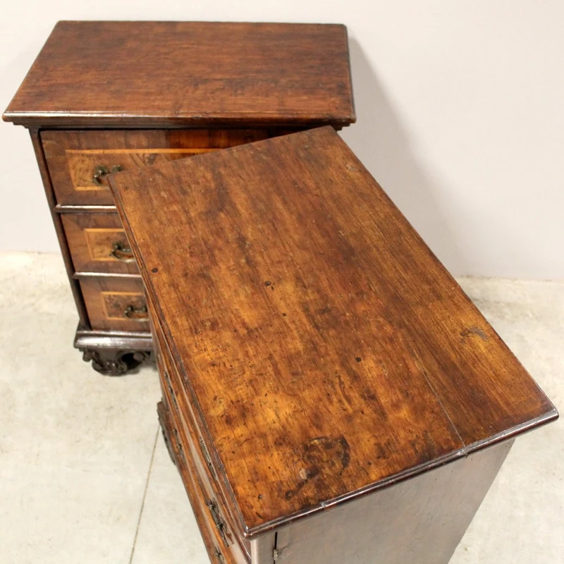 Antique pair of Louis XV commode nightstands in 18th century walnut