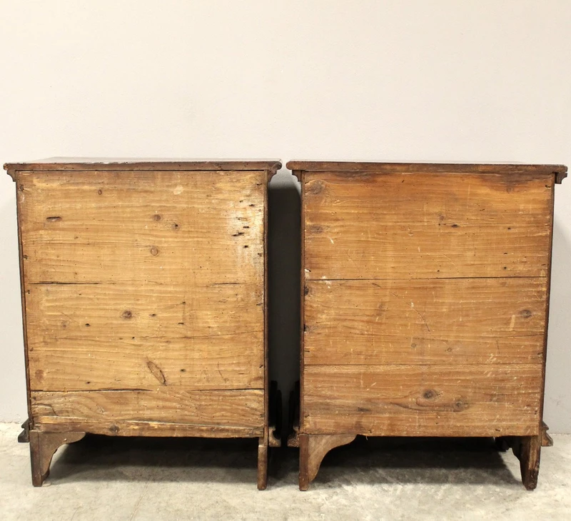 Antique pair of Louis XV commode nightstands in 18th century walnut