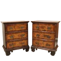 Antique pair of Louis XV commode nightstands in 18th century walnut