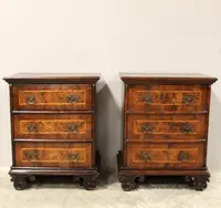 Antique pair of Louis XV commode nightstands in 18th century walnut