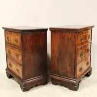 Antique pair of Louis XV commode nightstands in 18th century walnut