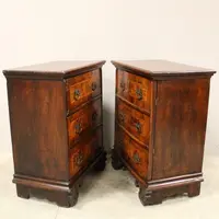 Antique pair of Louis XV commode nightstands in 18th century walnut