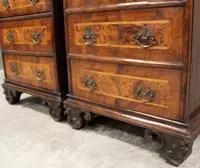 Antique pair of Louis XV commode nightstands in 18th century walnut