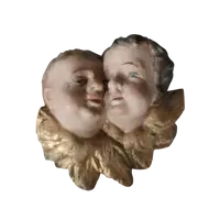 Antique baroque polychrome cherub heads