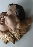 Antique baroque polychrome cherub heads