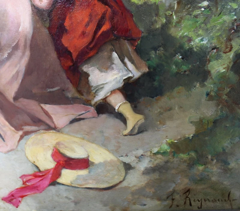 Antique oil painting on canvas with gilt frame 19th century