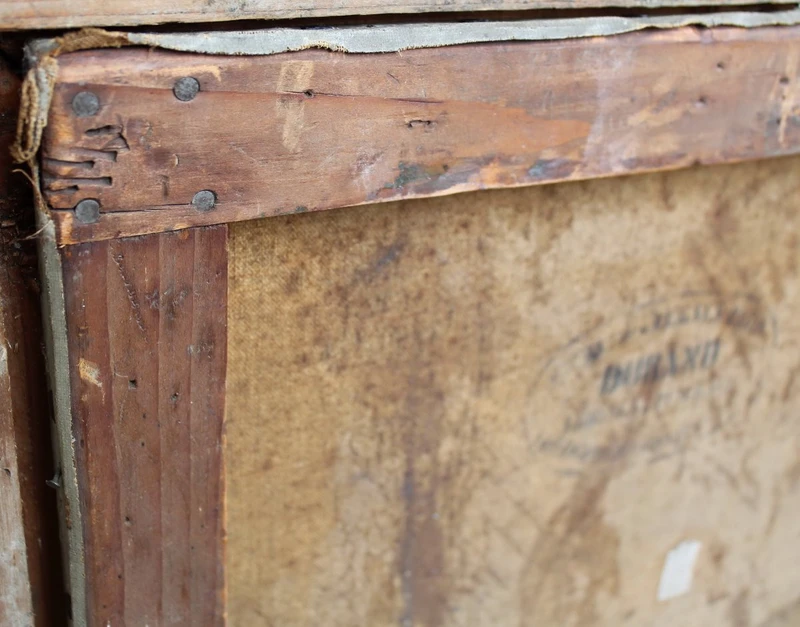 Antique oil painting on canvas with gilt frame 19th century