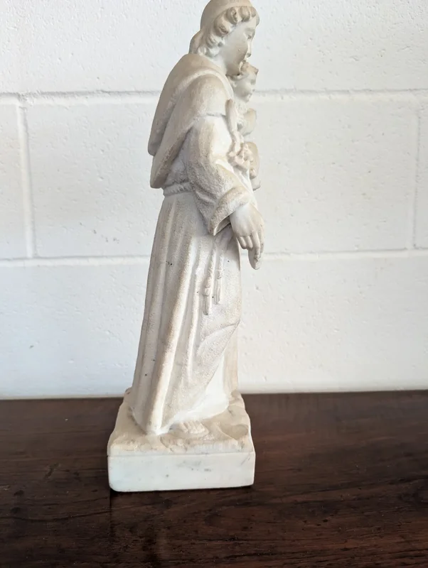 Antique marble sculpture of St. Anthony of Padua with Baby Jesus - Late 18th century