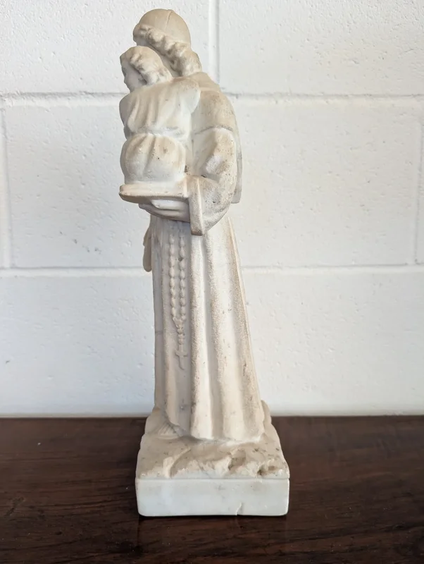 Antique marble sculpture of St. Anthony of Padua with Baby Jesus - Late 18th century