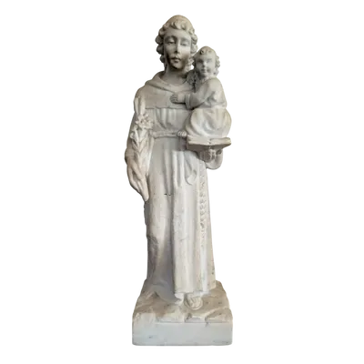 Antique marble sculpture of St. Anthony of Padua with Baby Jesus - Late 18th century
