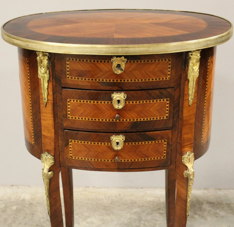 Table basse ancienne marquetée Napoléon III 19ème siècle