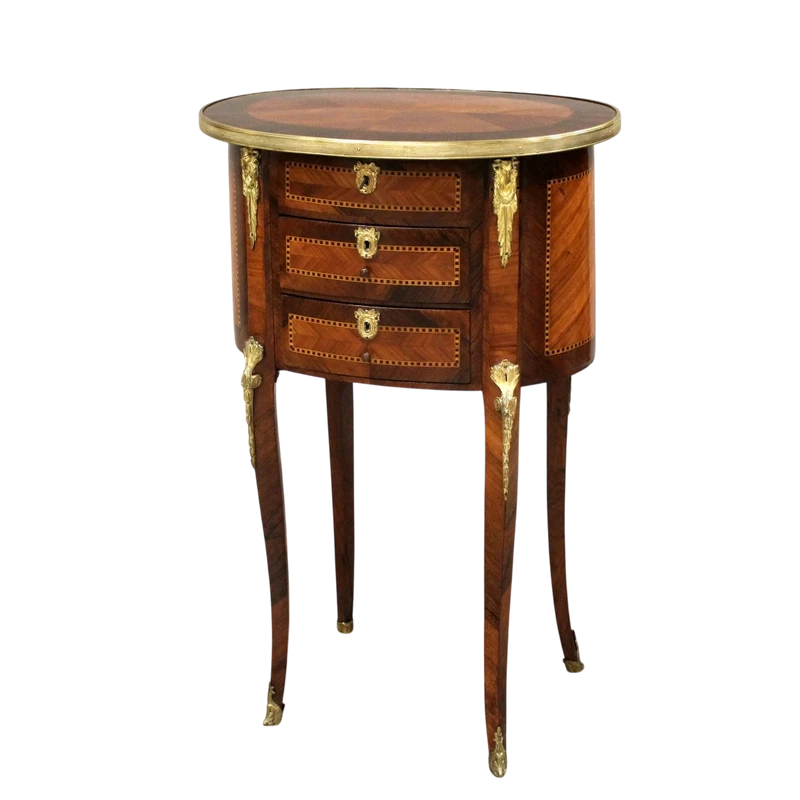 Table basse ancienne marquetée Napoléon III 19ème siècle