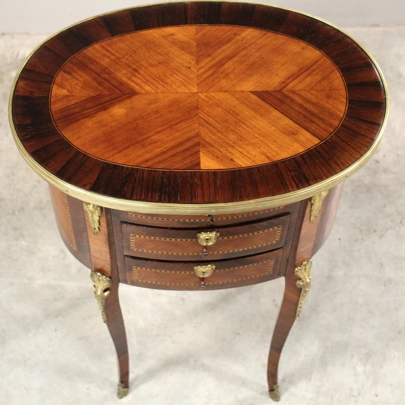 Table basse ancienne marquetée Napoléon III 19ème siècle