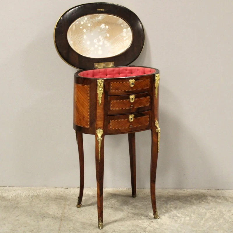 Table basse ancienne marquetée Napoléon III 19ème siècle