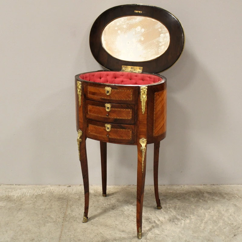 Table basse ancienne marquetée Napoléon III 19ème siècle