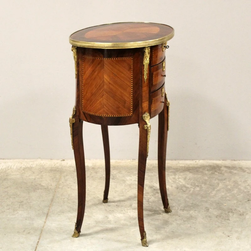 Table basse ancienne marquetée Napoléon III 19ème siècle