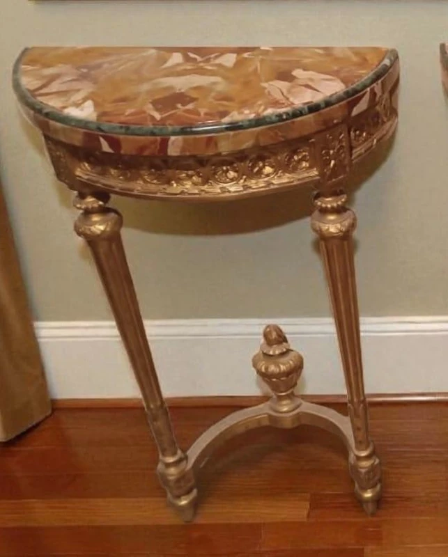 Coppia di piccole consolle in legno dorato stile Luigi XVI fine 800 Napoleone III