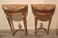 Coppia di piccole consolle in legno dorato stile Luigi XVI fine 800 Napoleone III