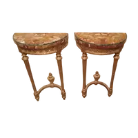 Coppia di piccole consolle in legno dorato stile Luigi XVI fine 800 Napoleone III