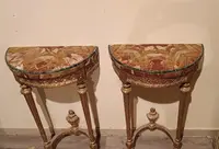 Coppia di piccole consolle in legno dorato stile Luigi XVI fine 800 Napoleone III