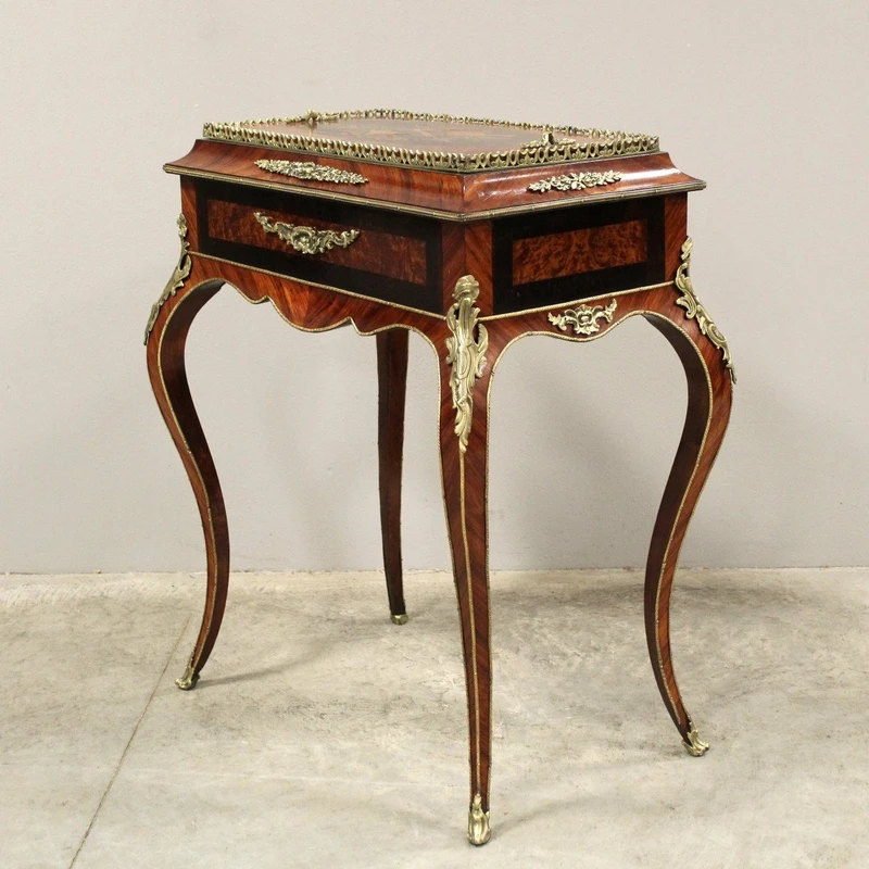 Jardiniere ancienne table à fleurs Napoléon III marquetée 19ème siècle