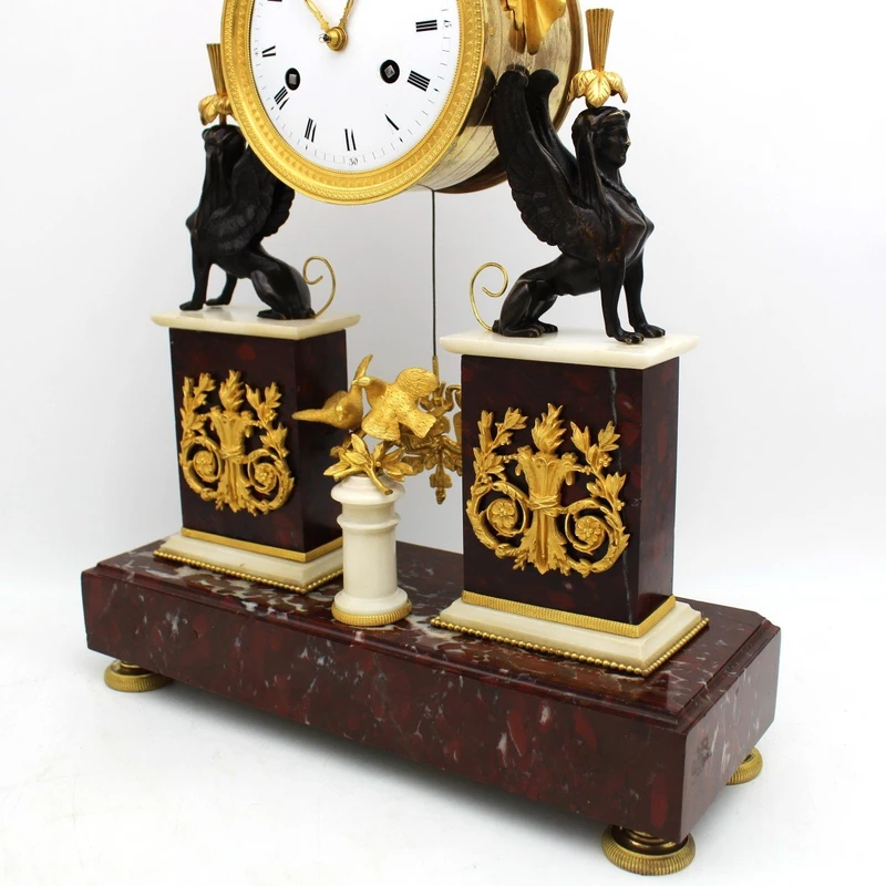 Antique gilt bronze and marble 18th century Direttorio pendulum clock