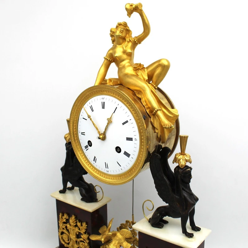 Antique gilt bronze and marble 18th century Direttorio pendulum clock