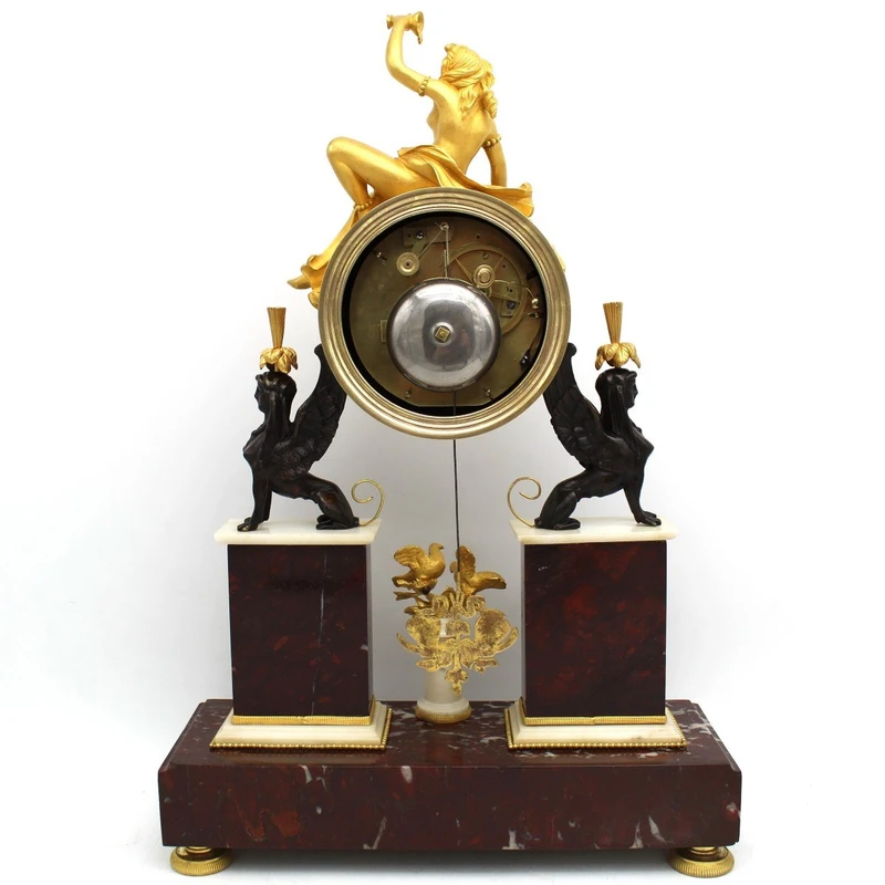 Antique gilt bronze and marble 18th century Direttorio pendulum clock