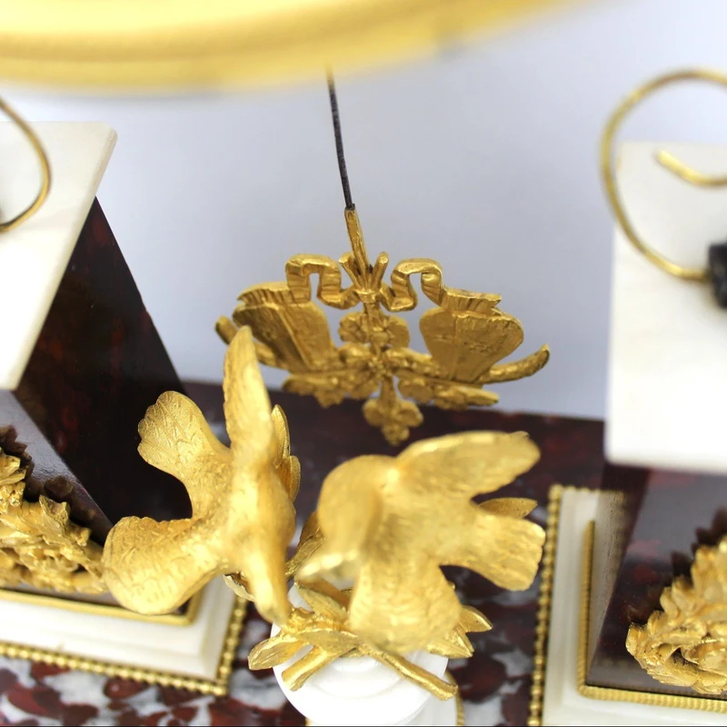 Antique gilt bronze and marble 18th century Direttorio pendulum clock