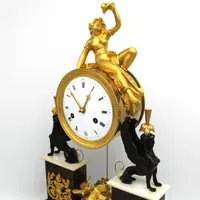 Antique gilt bronze and marble 18th century Direttorio pendulum clock