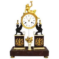 Antique gilt bronze and marble 18th century Direttorio pendulum clock