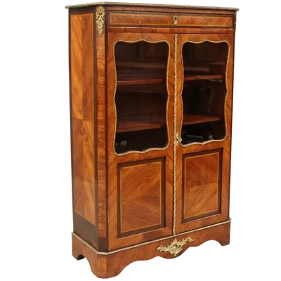 Vitrine ancienne en marqueterie du 19e siècle pour le buffet Napoléon III