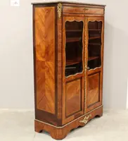 Antique crystal cabinet sideboard Napoleon III inlaid 19th century