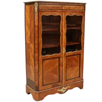 Antique crystal cabinet sideboard Napoleon III inlaid 19th century