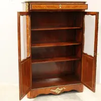 Antique crystal cabinet sideboard Napoleon III inlaid 19th century