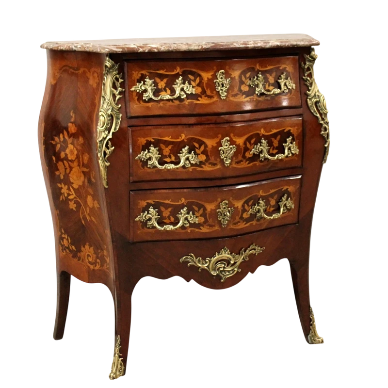Antique Napoleon III dresser chest of drawers inlaid 19th century