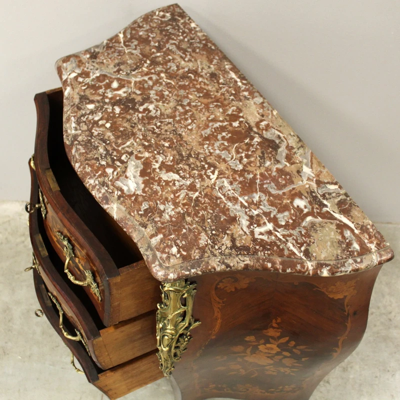 Antique Napoleon III dresser chest of drawers inlaid 19th century