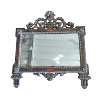 Rectangular mirror with floral carving and leaf silvering