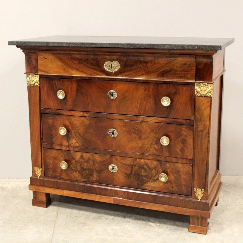 Antique Empire chest of drawers in walnut 19th century