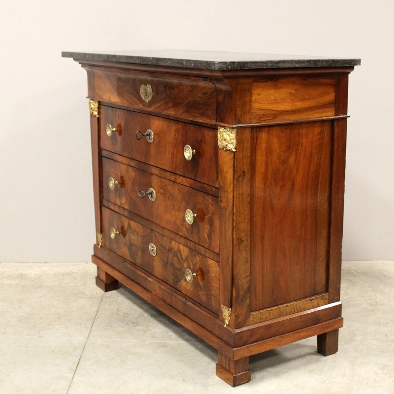 Antique Empire chest of drawers in walnut 19th century
