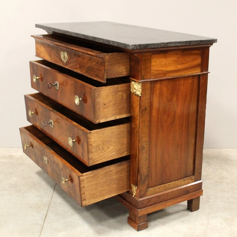 Antique Empire chest of drawers in walnut 19th century