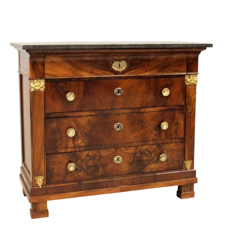 Antique Empire chest of drawers in walnut 19th century