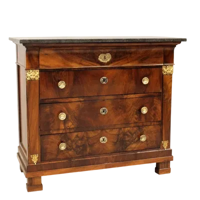 Antique Empire chest of drawers in walnut 19th century