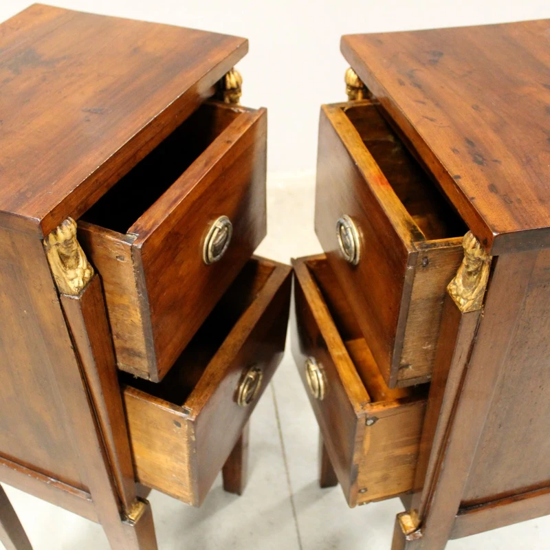 Antique pair of 18th-century walnut Direttorio bedside tables